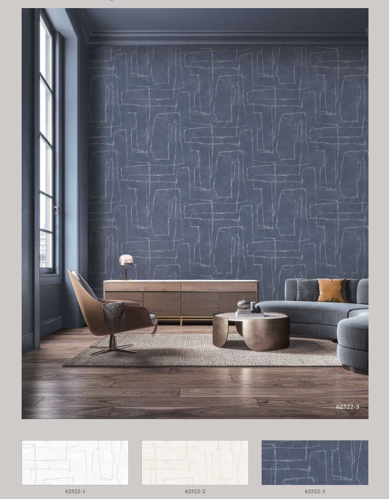 Textured Wallpaper of Premium Quality, Extra Large, Covers 178 sq ft per roll; Abstract in Blue, Silver