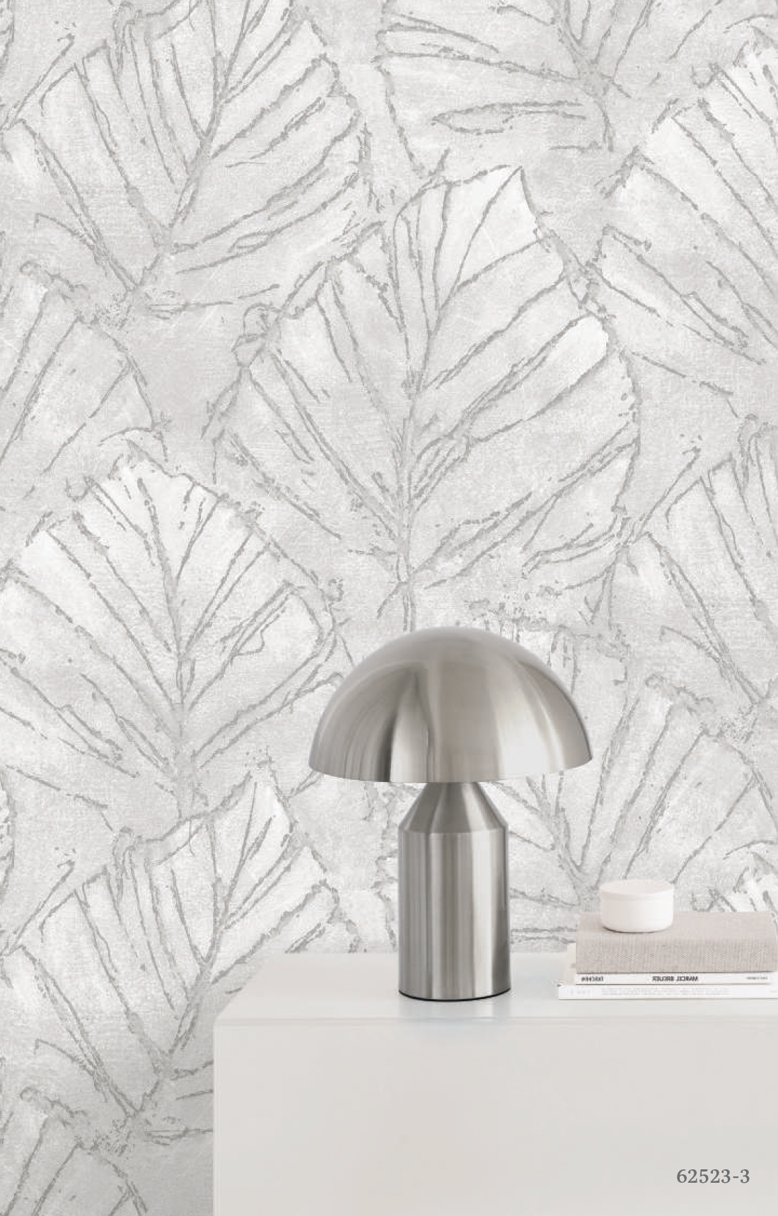 Textured Wallpaper of Premium Quality, Extra Large, Covers 178 sq ft per roll; Floral in Silver, Grey