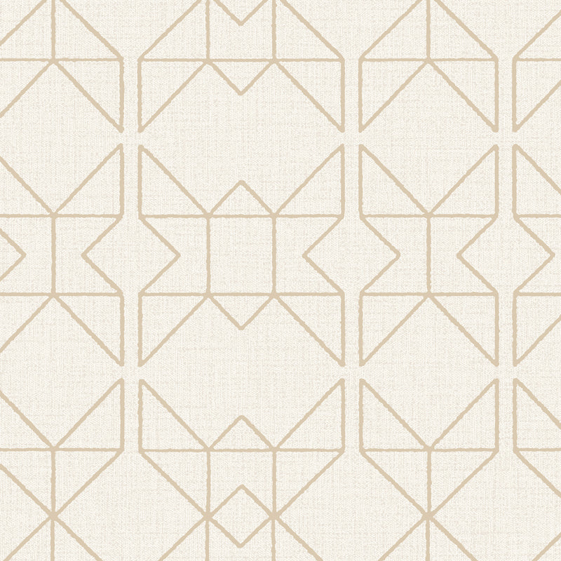 Textured Wallpaper of Premium Quality, Extra Large, Covers 178 sq ft per roll; Trellis, Geometric in Beige, Gold