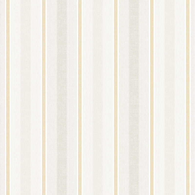 Textured Wallpaper of Premium Quality, Extra Large, Covers 178 sq ft per roll; Stripes, Traditional in Beige, Gold
