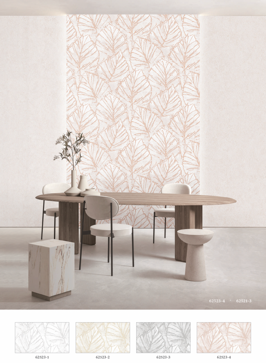 Textured Wallpaper of Premium Quality, Extra Large, Covers 178 sq ft per roll; Floral in Light Grey