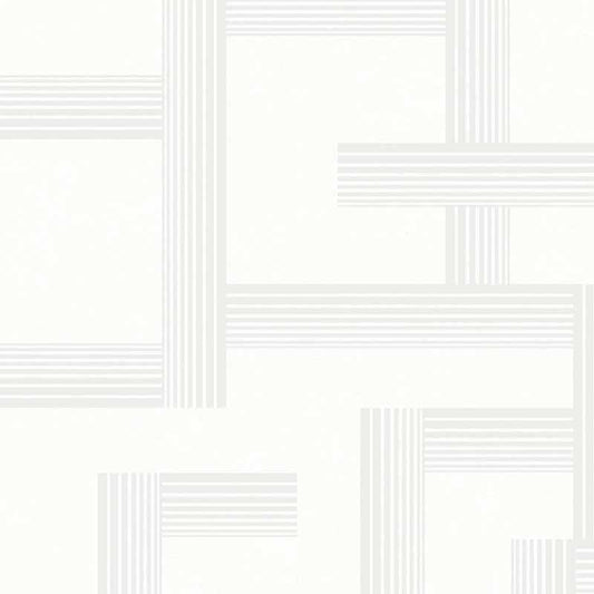 Textured Wallpaper of Premium Quality, Extra Large, Covers 178 sq ft per roll; Geometric in White, Silver