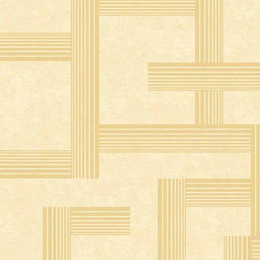 Textured Wallpaper of Premium Quality, Extra Large, Covers 178 sq ft per roll; Geometric in Cream, Gold