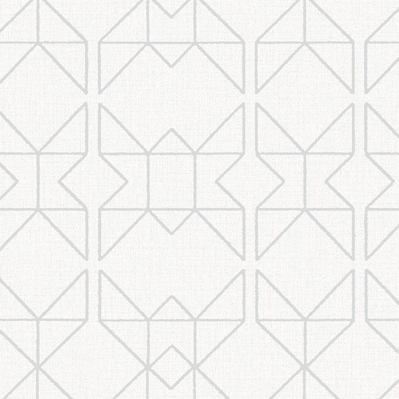 Textured Wallpaper of Premium Quality, Extra Large, Covers 178 sq ft per roll; Trellis, Geometric in White, Grey