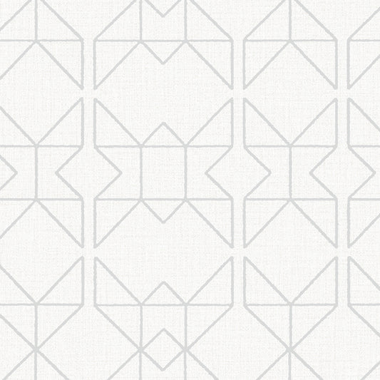 Textured Wallpaper of Premium Quality, Extra Large, Covers 178 sq ft per roll; Trellis, Geometric in White, Grey