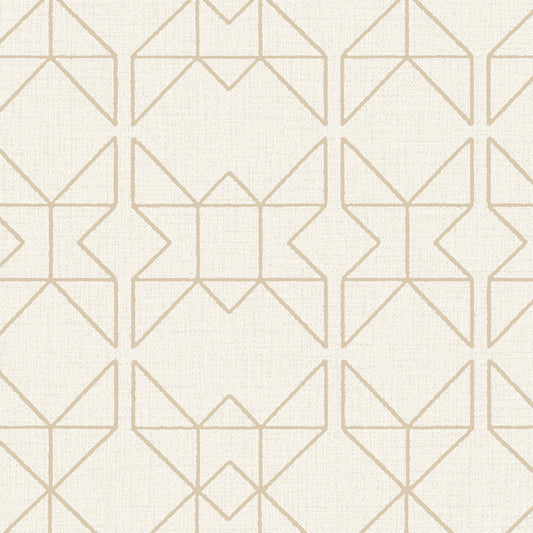 Textured Wallpaper of Premium Quality, Extra Large, Covers 178 sq ft per roll; Trellis, Geometric in Beige, Gold