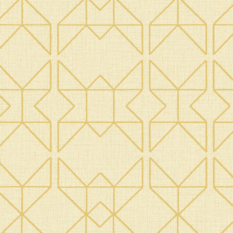 Textured Wallpaper of Premium Quality, Extra Large, Covers 178 sq ft per roll; Trellis, Geometric in Yellow, Gold