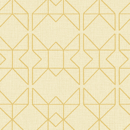 Textured Wallpaper of Premium Quality, Extra Large, Covers 178 sq ft per roll; Trellis, Geometric in Yellow, Gold