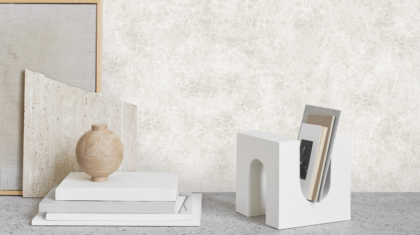 Textured Wallpaper of Premium Quality, Extra Large, Covers 178 sq ft per roll; Plastered, Grunge, Abstract in Grey