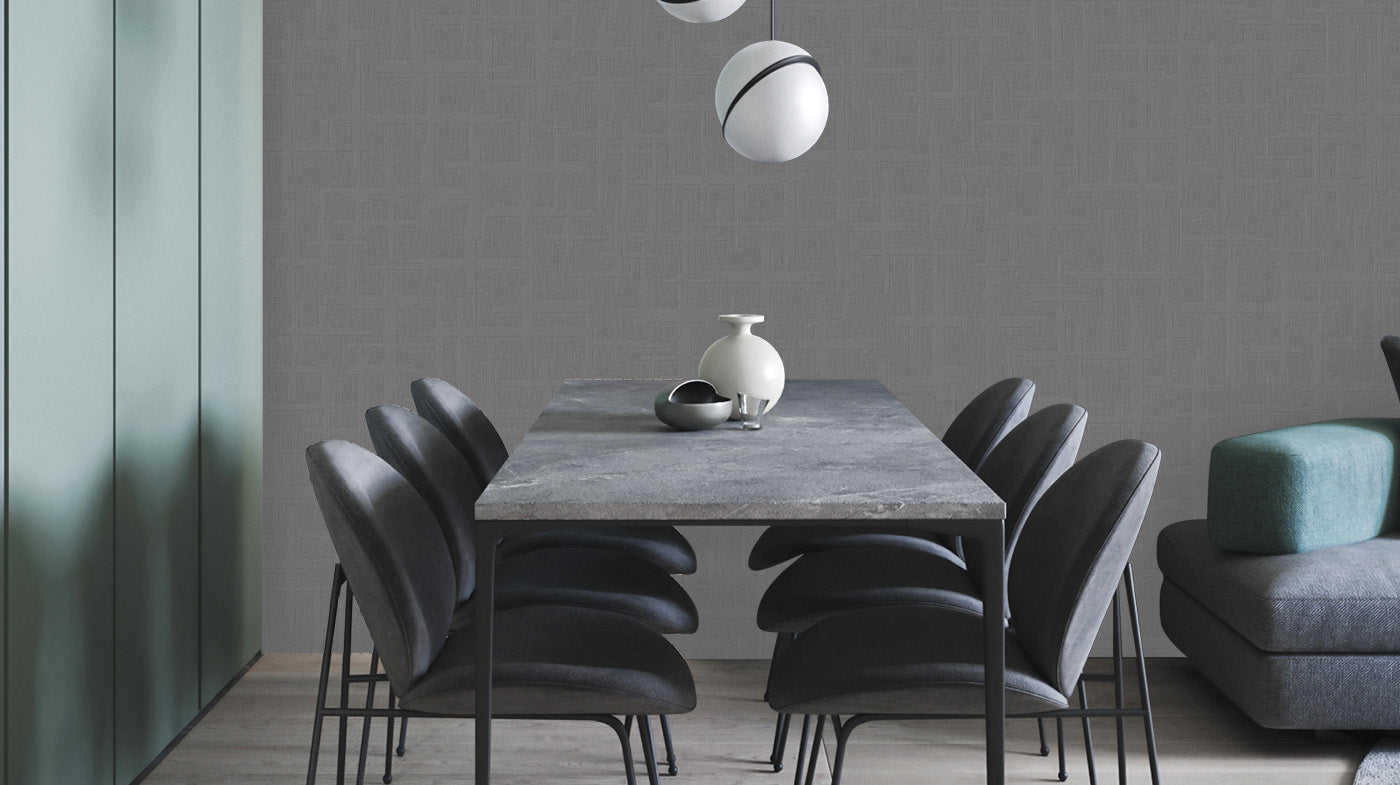 Textured Wallpaper of Premium Quality, Extra Large, Covers 178 sq ft per roll; Fabric in Charcoal, Grey, Black