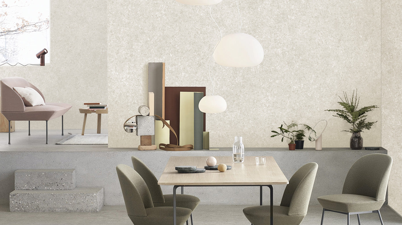 Textured Wallpaper of Premium Quality, Extra Large, Covers 178 sq ft per roll; Plastered, Grunge, Abstract in Light Grey