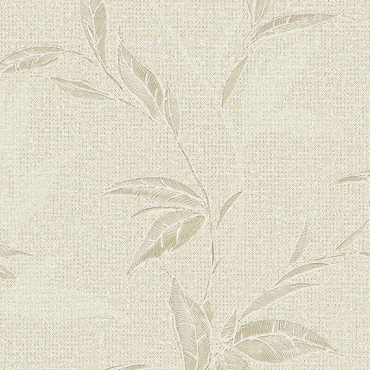 Textured Wallpaper of Premium Quality, Extra Large, Covers 178 sq ft per roll; Fabric, Floral in Tan, Beige