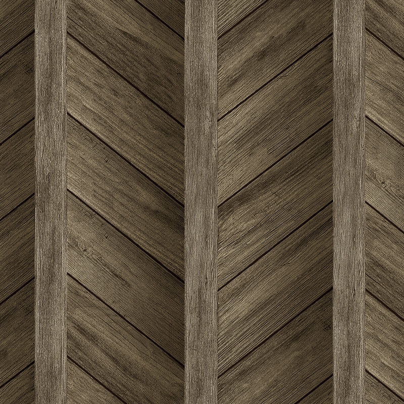 Textured Wallpaper of Premium Quality, Extra Large, Covers 178 sq ft per roll; Chevron, Wood, Rustic in Brown