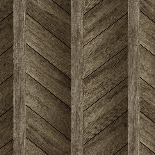 Textured Wallpaper of Premium Quality, Extra Large, Covers 178 sq ft per roll; Chevron, Wood, Rustic in Brown