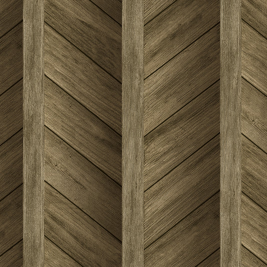 Textured Wallpaper of Premium Quality, Extra Large, Covers 178 sq ft per roll; Chevron, Wood, Rustic in Light Brown