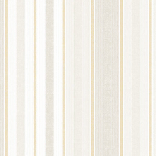 Textured Wallpaper of Premium Quality, Extra Large, Covers 178 sq ft per roll; Stripes, Traditional in Beige, Gold